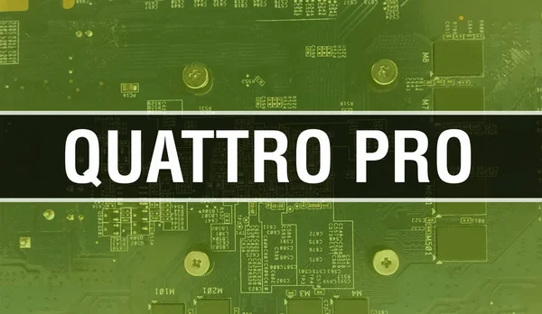 Quattro Pro Elektronickými Komponenty Integrovaném Deskovém Pozadí Digital Electronic Computer — Stock fotografie