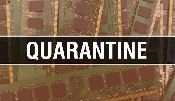 Quarantaine Tekst Geschreven Circuit Board Elektronische Abstracte Technologie Achtergrond Van — Stockfoto