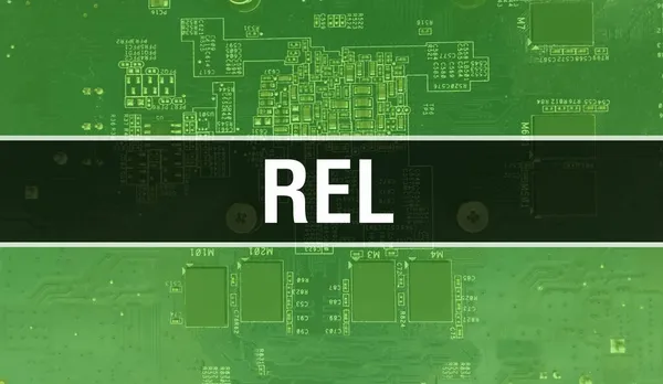 Rel Konzept Mit Integrierter Elektronischer Schaltung Auf Leiterplatte Rel Mit — Stockfoto
