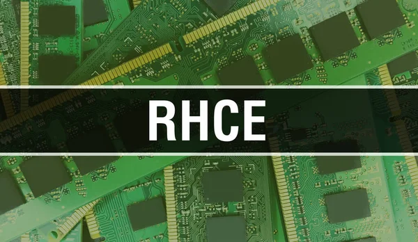 Rhce Koncepció Elektronikus Integrált Áramkörrel Áramköri Lapon Rhce Számítógép Chip — Stock Fotó