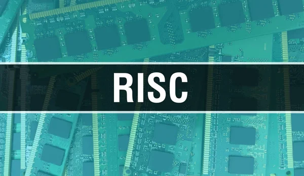 Risc Koncepció Számítógép Alaplapon Risc Szöveg Írt Technology Motherboard Digitális — Stock Fotó