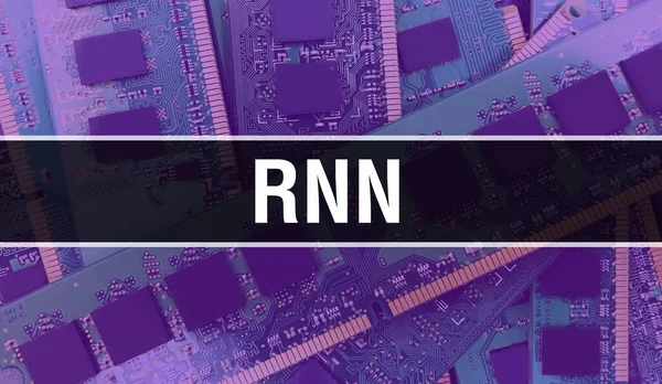 Rnn 텍스트는 일렉트로닉 테크놀로지의 소프트웨어 개발자와 컴퓨터 스크립트의 배경으로 작성되었다 — 스톡 사진