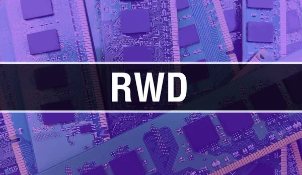 統合回路基板上の電子部品とRwd デジタル電子計算機ハードウェアと安全なデータコンセプト コンピュータ マザーボードとRwd Rwd集積回路ボール — ストック写真
