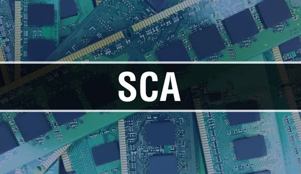 Sca Concept Illustration Using Computer Chip Circuit Board Sca Close — Stock Photo, Image