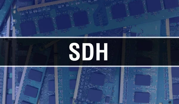 Sdh Έννοια Ηλεκτρονικό Ολοκληρωμένο Κύκλωμα Στον Πίνακα Κυκλωμάτων Sdh Computer — Φωτογραφία Αρχείου