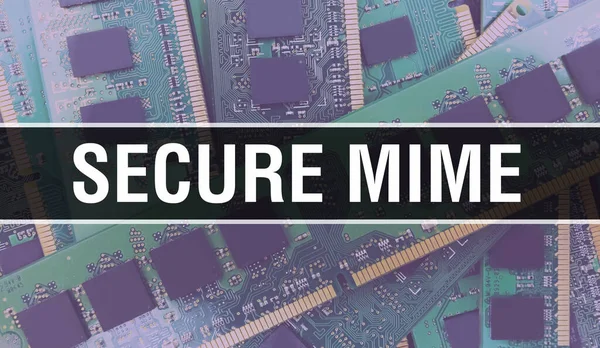 Secure MIME with Electronic Computer Hardware technology background. Abstract background with Electronic Integrated Circuit and Secure MIME. Electronic Circuit Board. Secure MIME with Compute