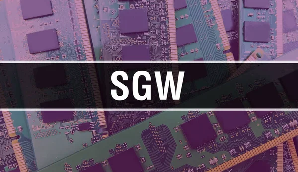 Sgw 컴퓨터 보드의 개념이다 Sgw 텍스트는 Technology Motherboard Digital Technology — 스톡 사진