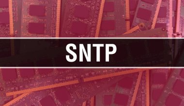 SNTP entegre devre kartı BackGround.Digital Electronic Computer Hardware ve Secure Data Concept. Bilgisayar anakart ve SNTP. SNTP Bütünleşik Devre Domuzu