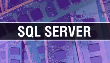 SQL Sunucu metni yazılmıştır. Yazılım geliştiricisi ve Bilgisayar betiği için Circuit Board Electronic soyut teknoloji arka planı üzerine yazılmıştır. SQL Sunucu Entegre Devreler kavramı. SQL Sunucusu entegre devre