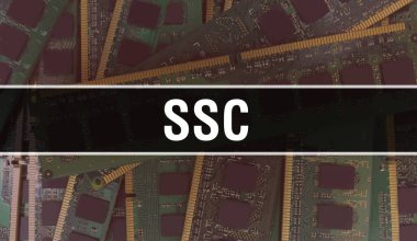 Teknoloji Anakart Dijital ile SSC. SSC ve Bilgisayar Devre Kurulu Elektronik Bilgisayar Donanım Teknolojisi Anakart Dijital Çip kavramı. SSC 'yi entegre devre yaban domuzu ile kapat