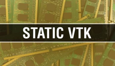 Elektronik Bilgisayar Donanım Teknolojisi geçmişi olan statik VTK. Elektronik Entegre Devre ve Statik VTK ile soyut bir arkaplan. Elektronik Devre Kurulu. Bilgisayarlı Statik VTK