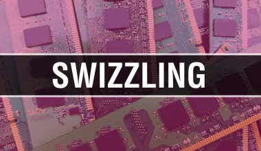 Entegre devre kartı BackGround.Dijital Elektronik Bilgisayar Donanımı ve Güvenli Veri Konsepti üzerinde Elektronik bileşenlerle yüzmek. Bilgisayar ana kartı ve Swizzling. Yüzen Bütünleşik