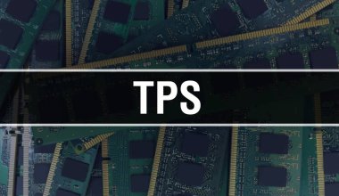 Devre Panosundaki Bilgisayar Çipi 'ni kullanarak TPS konsepti çizimi. Entegre devre levha arkaplanını TPS ile kapatın. Elektronik Bilgisayar Donanım Teknolojisi Anakart Dijital Çip arka grubunda TPS