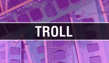 Teknoloji Anakart Dijital ile Trol. Troll ve Bilgisayar Devre Kurulu Elektronik Bilgisayar Donanım Teknolojisi Anakart Dijital Çip kavramı. Tümleşik devre domuzlu Trol 'ü kapat