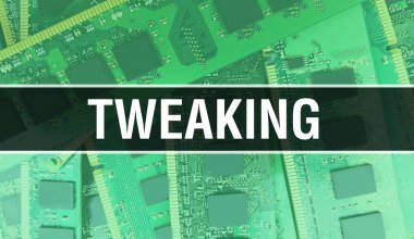 Teknoloji anakart dijitali ile oynuyorum. Tweaking and Computer Circuit Board Electronic Computer Hardware Technology Anakart Dijital Çip kavramı. Tümleşik devre ile Tweaking 'i kapat