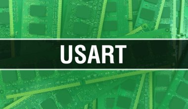 USART entegre devre kartı BackGround.Digital Electronic Computer Hardware ve Secure Data Concept. Bilgisayar anakart ve USART. USART Entegre Devre Domuzu