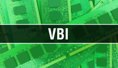 Elektronik Bilgisayar Donanım Teknolojisi geçmişi olan bir VBI. Elektronik Entegre Devre ve VBI ile soyut arka plan. Elektronik Devre Kurulu. Bilgisayar Entegre Devre Domuzu ile VBI