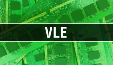 Devre Panosundaki Bilgisayar Çipi 'ni kullanarak konsept çizimi. Entegre devre panelinin arka planına çok yakın. Elektronik Bilgisayar Donanım Teknolojisi Anakart Dijital Çip arka grubunda VLE