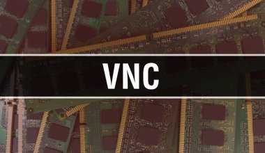 Teknoloji Anakart Dijital ile VNC. VNC ve Bilgisayar Devre Kurulu Elektronik Bilgisayar Donanım Teknolojisi Anakart Dijital Çip kavramı. Tümleşik devre domuzuyla VNC 'yi kapat