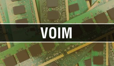 Elektronik Bilgisayar Donanım Teknolojisi geçmişi olan VoIM. Elektronik Entegre Devre ve VoIM ile soyut bir arkaplan. Elektronik Devre Kurulu. Bilgisayar Entegre Devre Domuzlu VoIM
