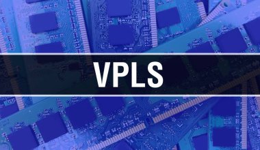 Elektronik Bilgisayar Donanım Teknolojisi geçmişi olan VPLS. Elektronik Entegre Devre ve VPLS ile soyut arkaplan. Elektronik Devre Kurulu. Bilgisayar Entegre Devre Domuzu ile VPLS
