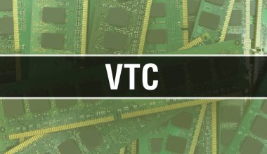 Entegre devre kartında elektronik bileşenleri olan VTC. Dijital Elektronik Bilgisayar Donanımı ve Güvenli Veri Kavramı. Bilgisayar ana kartı ve VTC. VTC Tümleşik Devre Yaban Domuzu