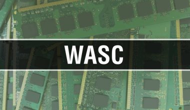Elektronik Bilgisayar Donanım Teknolojisi geçmişi olan WASC. Elektronik Entegre Devre ve WASC ile soyut bir arka plan. Elektronik Devre Kurulu. Bilgisayar Entegre Devre Domuzu ile WASC