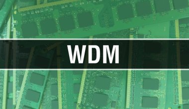 Elektronik Bilgisayar Donanım Teknolojisi geçmişi olan WDM. Elektronik Entegre Devre ve WDM ile soyut arkaplan. Elektronik Devre Kurulu. Bilgisayar Entegre Devre Domuzlu WDM