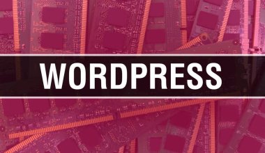 Teknoloji Anakart Dijital ile WordPress. WordPress ve Bilgisayar Devre Kurulu Elektronik Bilgisayar Donanım Teknolojisi Anakart Dijital Çip kavramı. WordPress uygulamasını entegre ederek kapat