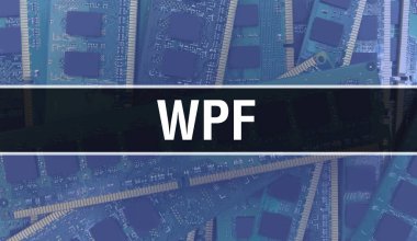 Teknoloji Anakart Dijital ile WPF. WPF ve Bilgisayar Devre Kurulu Elektronik Bilgisayar Donanım Teknolojisi Anakart Dijital Çip kavramı. Entegre devre yaban domuzu ile WPF 'yi kapat