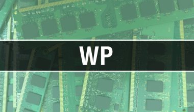 Elektronik Bilgisayar Donanım Teknolojisi geçmişi olan bir WP. Elektronik Entegre Devre ve WP ile soyut bir arkaplan. Elektronik Devre Kurulu. Bilgisayar Entegre Devre Domuzu ile WP