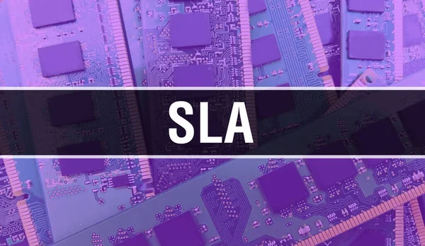 Концепція Sla Computer Motherboard Sla Text Written Technology Motherboard Digital — стокове фото