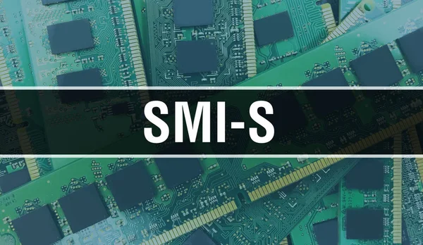 電子計算機ハードウェア技術の背景を持つSmi 電子集積回路とSmi S電子回路基板の概要背景 コンピュータ集積回路ボールを搭載したSmi — ストック写真