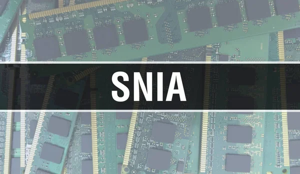 Snia Koncepció Elektronikus Integrált Áramkörrel Áramköri Lapon Snia Számítógép Chip — Stock Fotó