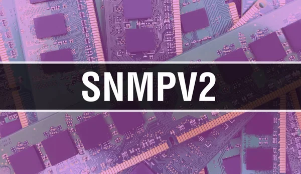 Snmpv2 Elektronicznym Tłem Technologii Sprzętu Komputerowego Streszczenie Tła Elektronicznym Układem — Zdjęcie stockowe