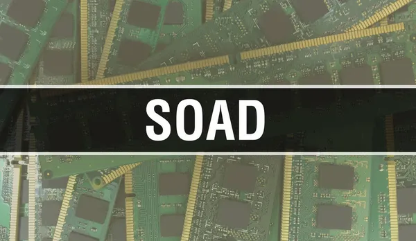 stock image SOAD with Technology Motherboard Digital. SOAD and Computer Circuit Board Electronic Computer Hardware Technology Motherboard Digital Chip concept. Close up SOAD with integrated circuits boar