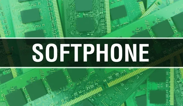 Softphone Med Electronic Computer Hardware Teknik Bakgrund Abstrakt Bakgrund Med — Stockfoto