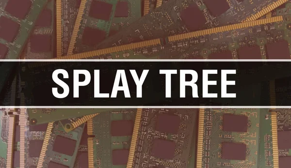 Spela Träd Med Teknik Moderkort Digital Splay Tree Och Computer — Stockfoto