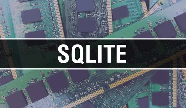 具备电子计算机硬件技术背景 具有电子集成电路和Sqlite的背景 电子电路板 Sqlite Computer Integrated Circui — 图库照片