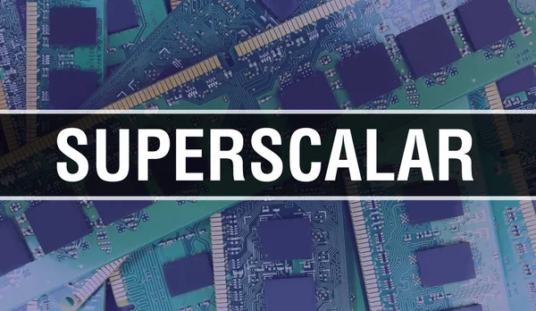 스칼라 Superscalar 서킷을 서킷보드에 개념이다 Circuit Board 컴퓨터 Computer Chip — 스톡 사진