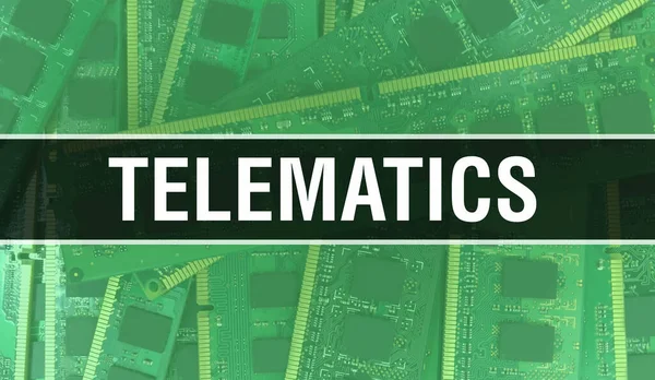 Telematics Concept Illustration Using Computer Chip Circuit Board Telematics Close — Stock Photo, Image