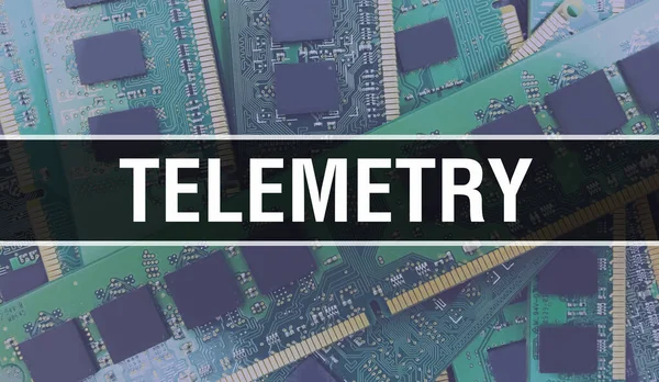 Telemetry text written on Circuit Board Electronic abstract technology background of software developer and Computer script. Telemetry concept of Integrated Circuits. Telemetry integrated circui