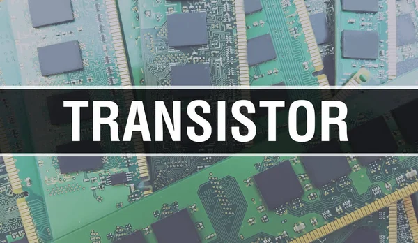 Transistor Met Elektronische Componenten Geïntegreerde Printplaat Achtergrond Digitale Elektronische Computer — Stockfoto