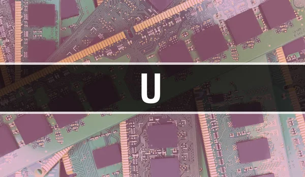 Konzept Mit Elektronischer Integrierter Schaltung Auf Leiterplatte Mit Computer Chip — Stockfoto