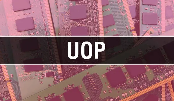 Концепція Uop Комп Ютерною Материнською Платою Uop Текст Написаний Technology — стокове фото