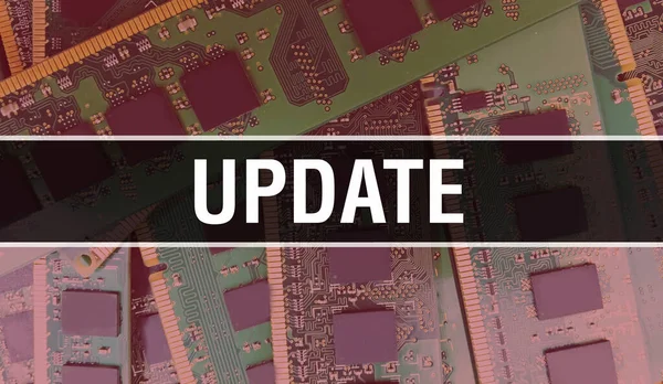 Update Tekst Geschreven Circuit Board Elektronische Abstracte Technologie Achtergrond Van — Stockfoto