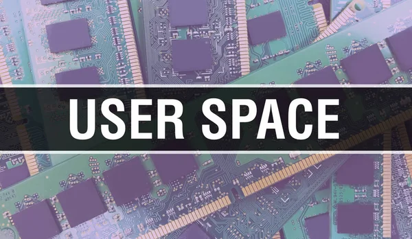 User Space Mit Elektronischem Computer Hardware Hintergrund Abstrakter Hintergrund Mit — Stockfoto