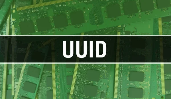 Koncepcja Uuid Elektronicznym Układem Scalonym Płytce Drukowanej Uuid Chipem Komputerowym — Zdjęcie stockowe