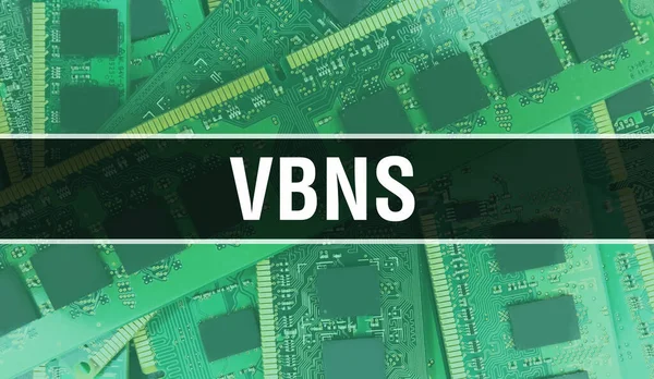 Vbns 컴퓨터칩을 보드의 설명이다 Vbns 배경을 닫았습니다 Bns 일렉트로닉 컴퓨터 — 스톡 사진