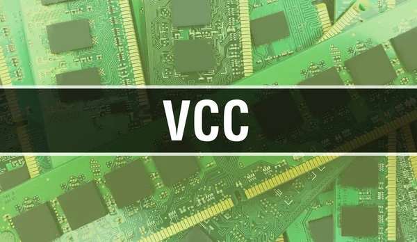 Vcc Ηλεκτρονικό Υλικό Υπολογιστών Υπόβαθρο Τεχνολογίας Αφηρημένο Υπόβαθρο Ηλεκτρονικό Ολοκληρωμένο — Φωτογραφία Αρχείου